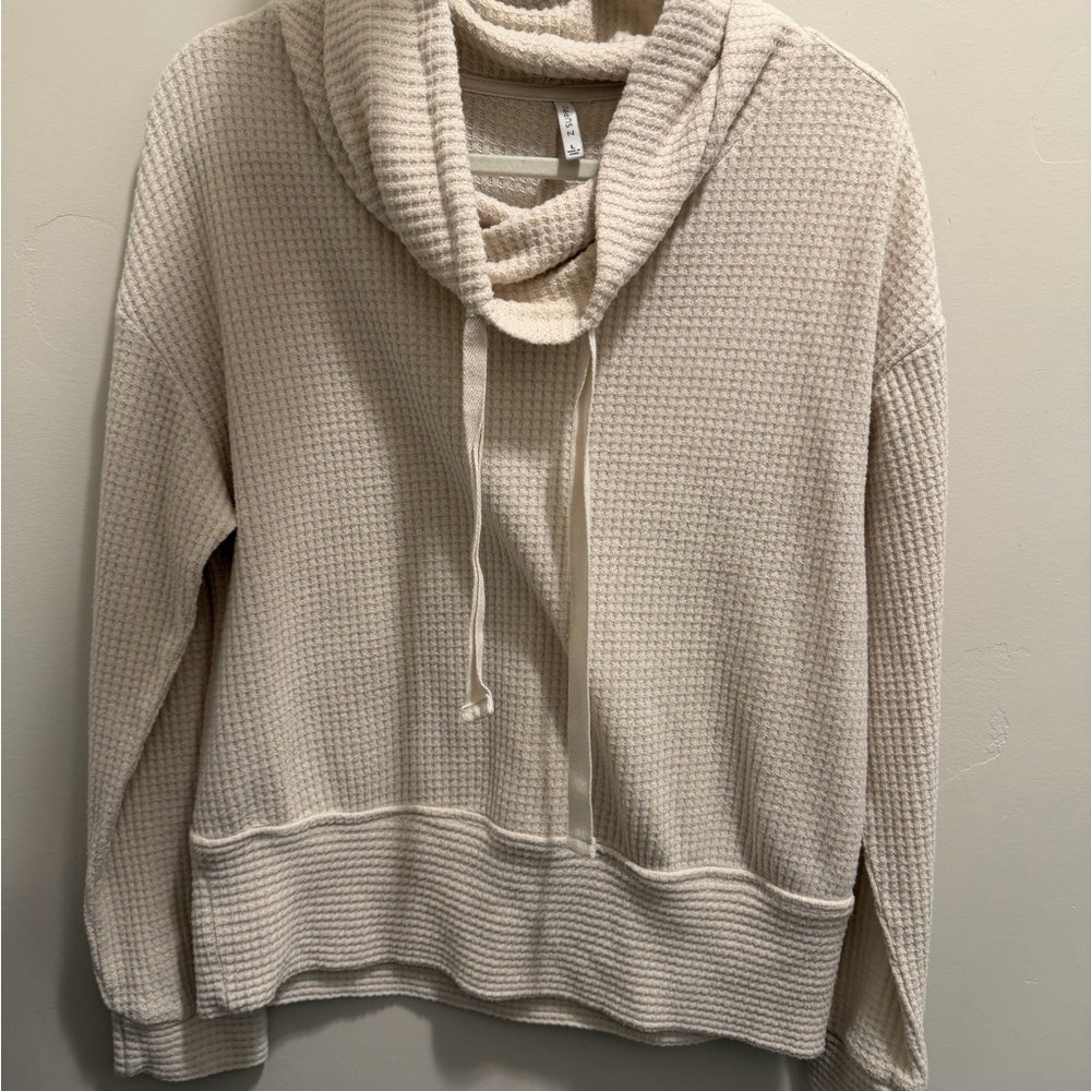 Z Supply Cream Waffle Cowl-Neck Pullover